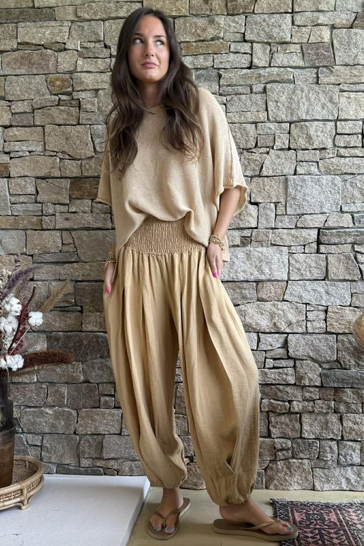 Basso Shirring Genie Pant Camel